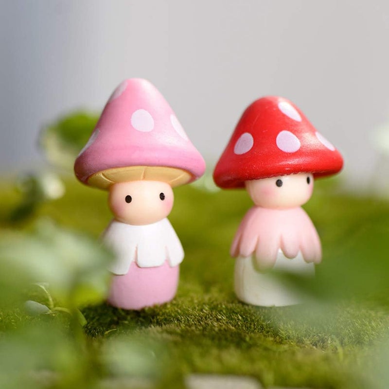 MAOMIA Fairy Mushroom Doll Figurines 4 Pcs Miniature Fairy Garden Micro Landscape Mini Dollhouse Garden Decoration Outdoor Decoration - Image 3